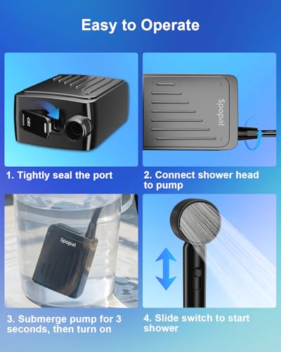 Portable Camping Shower Pump IPX8 Waterproof Handheld Water Pump