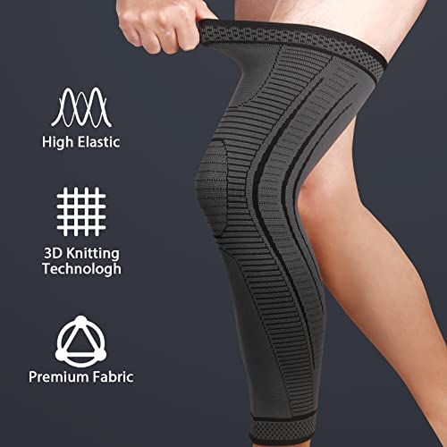 Ruilaibao Black Large Full Leg Compression Sleeves Support for Knee, ACL, PCL, Meniscus, Arthritis, Tendinitis