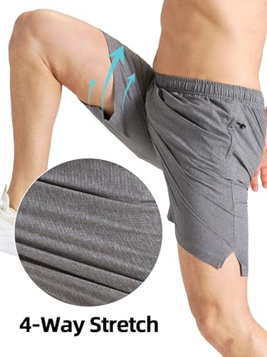Men's Breathable Comfortable Shorts - 7" Inseam, Large, Grey