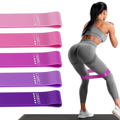 Resistance Loop Exercise Bands Set of 5 for Strength Training & Therapy