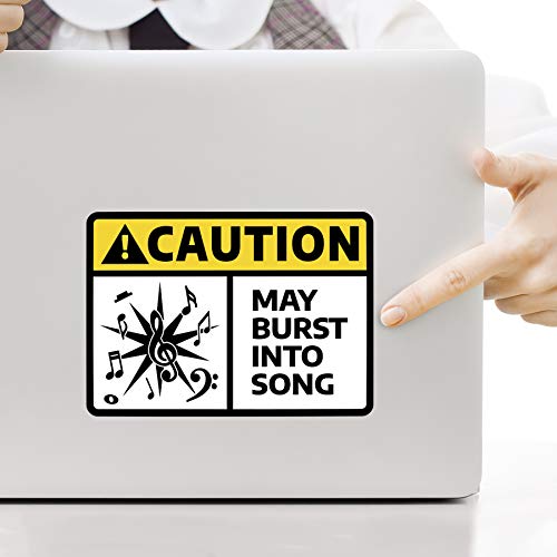 Caution May Burst Into Song Musical Notes Vinyl Decal Sticker - 2-Pack