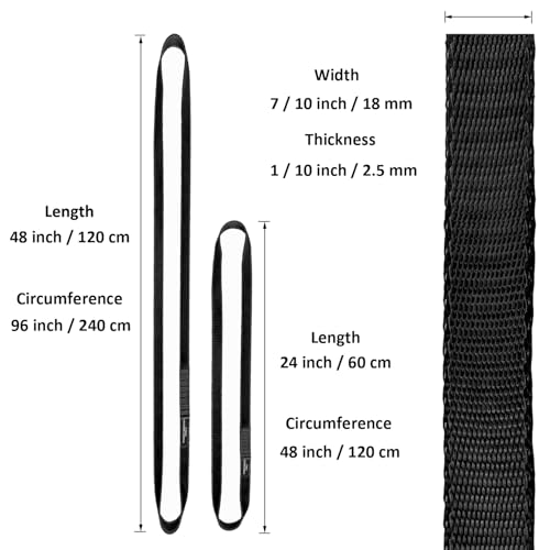 18MM Nylon Climbing Slings - 23kN Strong Webbing Strap - 60cm Black