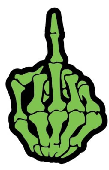 Skull Middle Finger Vinyl Decal - 4" x 2.5" (2 Pack)