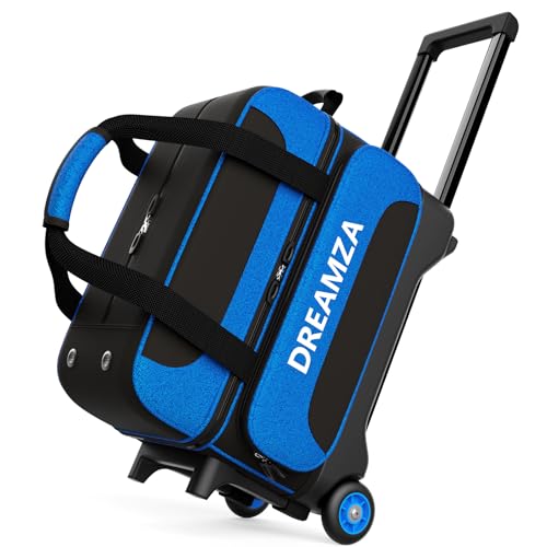 2 Ball Roller Bowling Bag with Wheels & Shoe Pocket - Blue