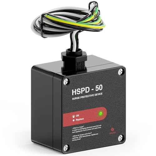 HSPD Square Whole Home Surge Protective Device, Type 1 SPD, Whole House Surge Protector, AC Surge Protection, 120/240VAC (HSPD-50)