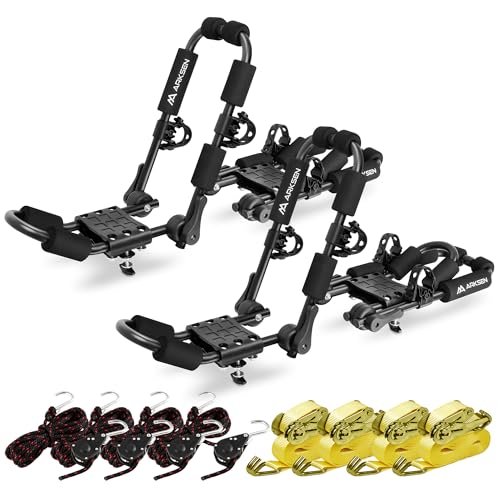 Folding Kayak Roof Rack with Lashing Straps - 160Lbs Capacity