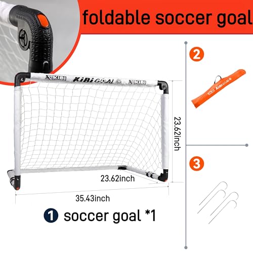 Foldable Mini Soccer Goal for Kids - 35.43in x 23.62in - White