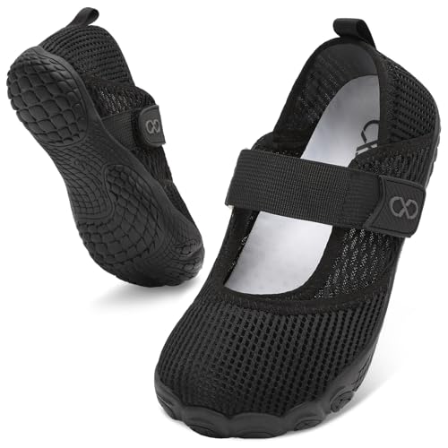 XIHALOOK Black Water Shoes for Women Wide Toe Minimalist Barefoot Quick-Dry Beach Swim Pool Yoga - Size 9