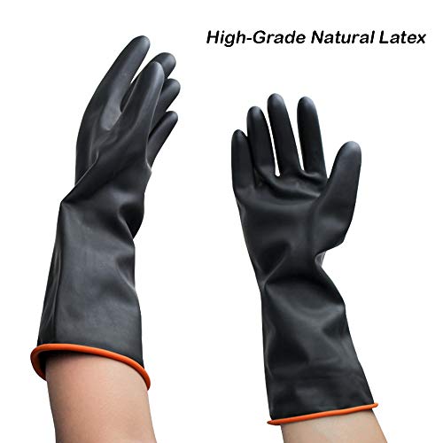 DaKuan Heavy Duty PU Apron & Latex Gloves, Waterproof Resist Strong Acid, Alkali and Oil Apron & Gloves Best for Staying Dry When Dishwashing, Lab Work, Butcher