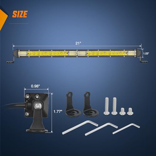 Nilight 21 Inch White Slim LED Light Bar - 52 LED Single Row Spot Flood Combo Offroad Lighting