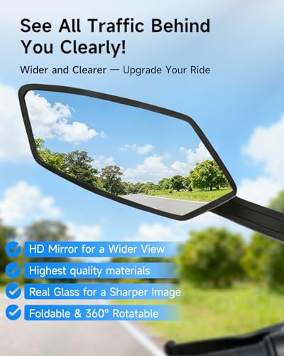 HANEVEAR 2 Pack Bicycle Rearview Mirrors Handlebar Mount for E-Bikes & Bikes