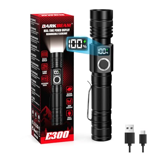 DARKBEAM 2800lm USB-C Rechargeable Flashlight with LCD Power Display, 5.3 in