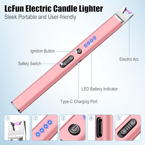 Rechargeable Electric Candle Lighters - Gold & Pink, Long Stem