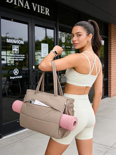 Yoga Pilates Tote Bag for Women - Camel, Lightweight & Waterproof Sling Bag