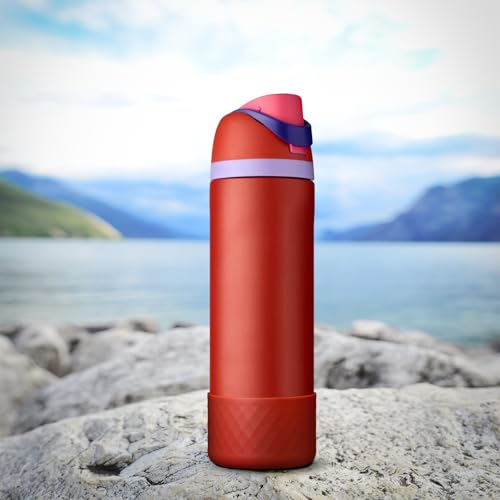 Silicone Water Bottle Boot - Anti-Slip Sleeve for Owala - Pink & Light Brown - 24 Ounce