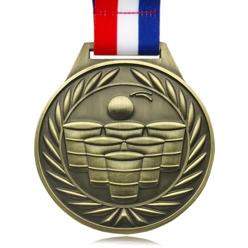 Beer Pong Trophy Medal - 3-Inch Award with Neck Ribbon