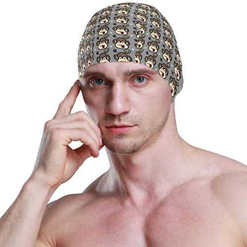 Unisex Swimming Cap with Funny Monkey Cartoon Pattern - 10x7.87 Inch