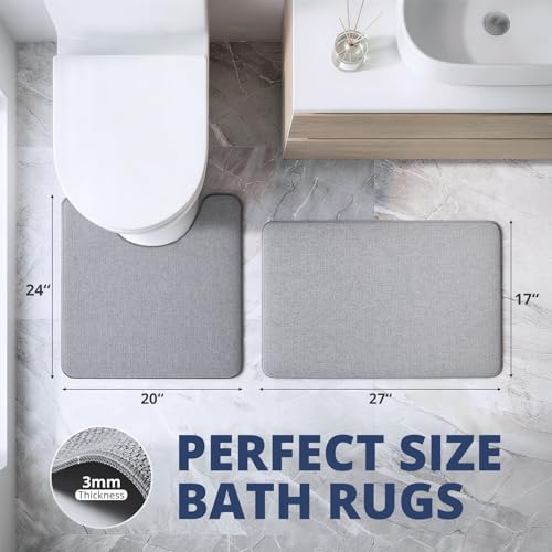 2-Piece Bath Mat Set - Absorbent Quick Dry Non-Slip Rugs