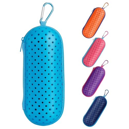 Swim Goggle Case - Light Blue Protective Silicone Zipper Case