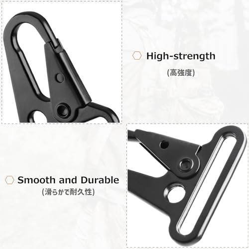 Heavy Duty Metal Sling Clip - Tactical HK Hook Swivel Snap Buckle - Black 1.25" - 6 Pack