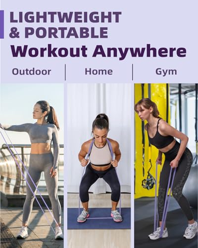 15-35LBS Resistance Bands Set - Exercise Bands with Door Anchor & Pouch - Light Purple