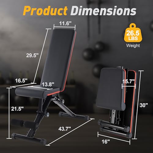 Adjustable Weight Bench - Foldable Incline Press, 795 lbs Capacity - Jet Black