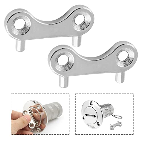 2-Pack 316 Stainless Steel Boat Deck Fill Plate Key for Fuel Water Caps