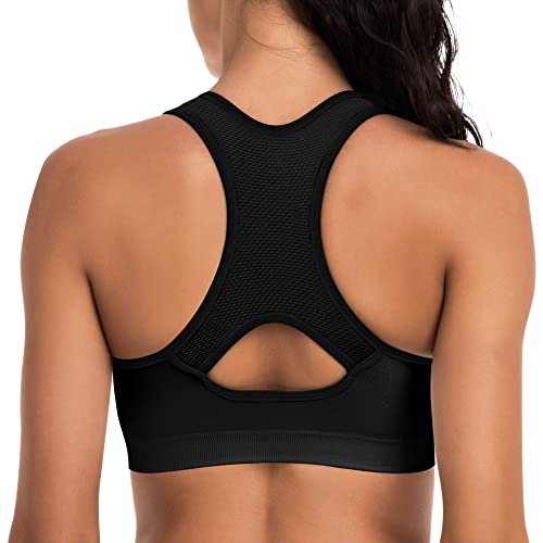 Racerback Sports Bra for Women - High Impact Workout Top with Removable Pads