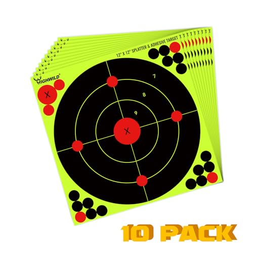 Highwild 12X12 Inch Splatter Adhesive Bullseye Fluorescent Yellow