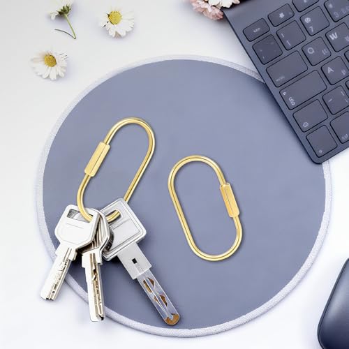 6-Pack Gold Carabiner Clips with Secure Locking Screw - 60mm
