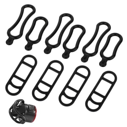 10-Pack Bicycle Light Silicone Straps - Durable Rubber Mounts