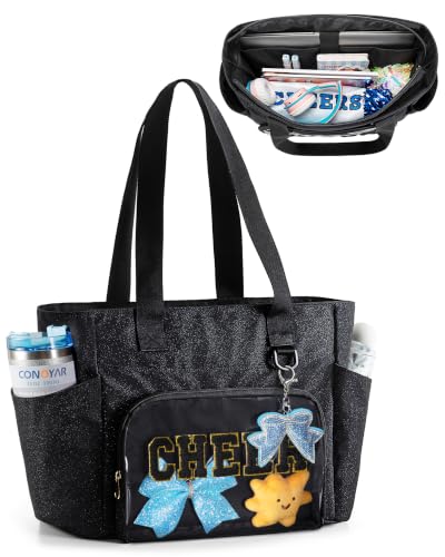Trahzia Glitter Cheer Tote Bag with 15.6-Inch Laptop Compartment - Large Capacity Sports & Cheerleading Bag