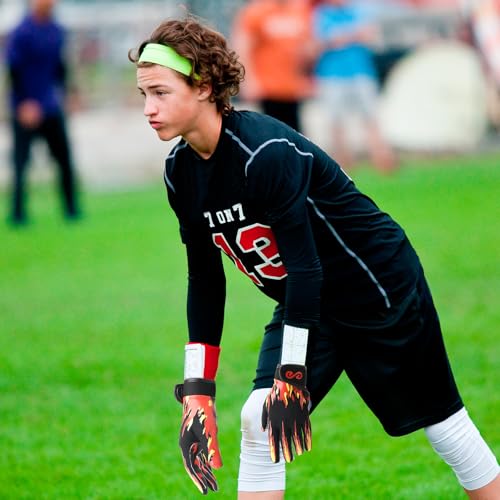 Youth Football Gloves with Ultra Sticky Palm - Fire Red / Youth X-L