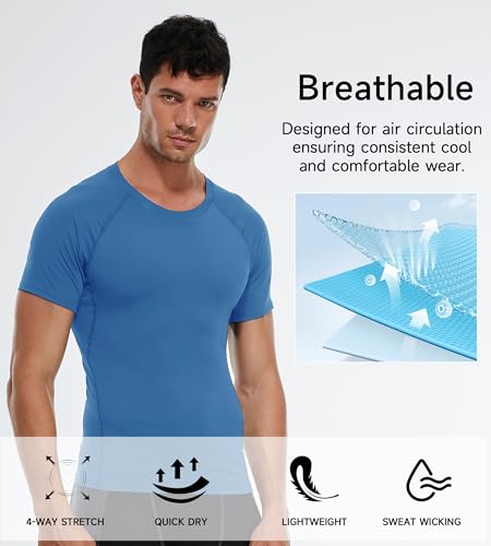 Men's Short Sleeve Compression Shirt - Cool Dry Athletic Undershirt