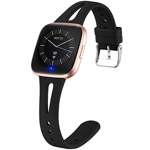 Fitbit Versa 2 Bands - Small (5.5"-7.2") - Black Silicone