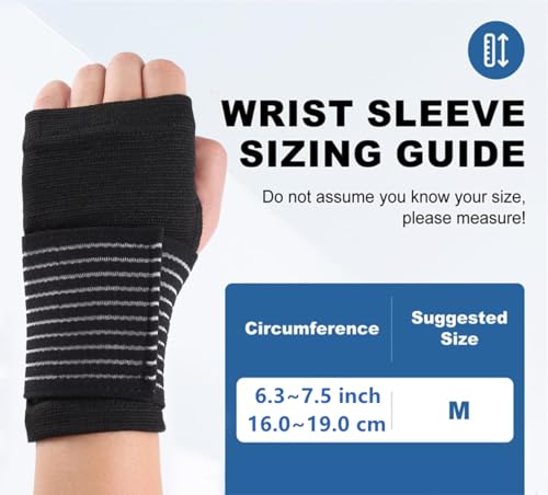 Compression Wrist Support Sleeves with Straps - Black