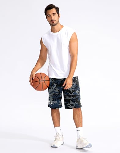 Men's 11" Basketball Shorts Blue Camo XL with Zipper Pockets - G Gradual