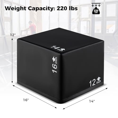 Plyometric Jump Box - 3 in 1 Training Equipment, 16x14x12 inch