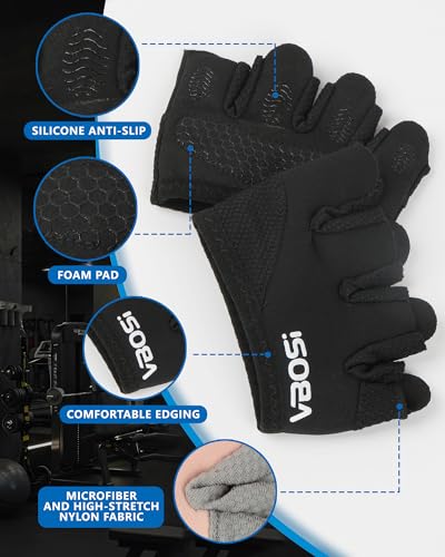 Weight Lifting Gloves with Silicone Grip - Black Medium