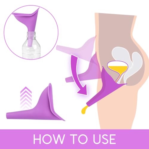 Portable Female Urination Device - 4PCS Silicone Pee Funnel Set - Purple