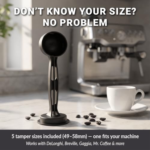 Universal Espresso Tamper Kit with 5 Sizes, Scoop & Drip Tray