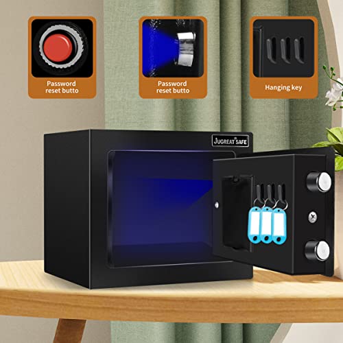 JUGREAT Safe Box with Induction Light,Electronic Digital Security Safe Steel Construction Hidden with Lock£¬Wall or Cabinet Anchoring Design for Home Office Hotel Business 0.23 Cubic Feet Black