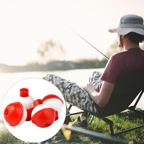 Round Fishing Bobbers Set - 20 PCS 1 Inch Red & White Floats