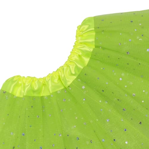Girls Tutu Skirt - 3 Layer Tulle Ballet Costume - Lime Green Stars