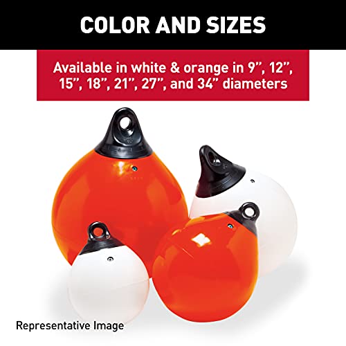 TaylorMade Tuff End 9" White Buoy – Marine-Grade Vinyl, 25-40 ft Boats, Tri-Valve