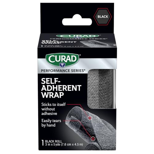 Self-Adherent Athletic Wrap - 3-inch x 5-yard Compression Support - Black