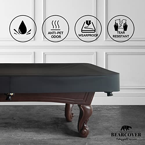 Heavy Duty Leatherette Pool Table Cover - Waterproof 8FT (Black Charcoal/Matte)