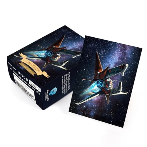 Katomula 100 MTG Card Sleeves with Textured Back | Standard Size Spaceship Design