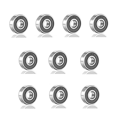608 2RS Ball Bearings - 10 Pack Miniature Deep Groove Bearings (8mm x 22mm x 7mm)