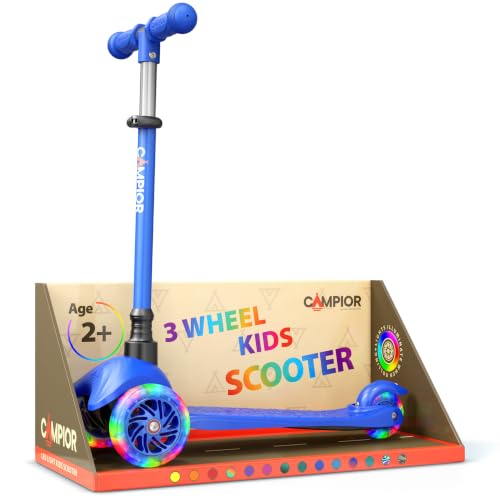 Blue Mini 3 Wheel Scooter for Kids with LED Light-Up Wheels